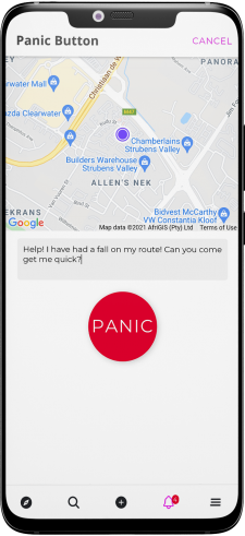 ActiFinder Social App Panic Screen